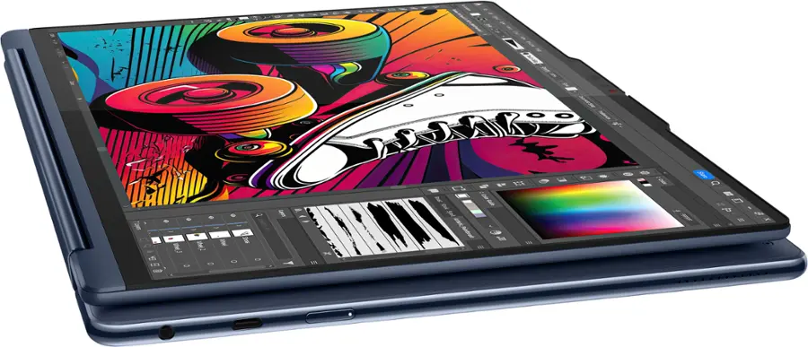Alt View 15. Lenovo - Yoga 9i 2-in-1 14" 4K OLED Touchscreen Laptop with Pen - Intel Core Ultra 7 155H with 32GB Memory - 1TB SSD - Cosmic Blue.