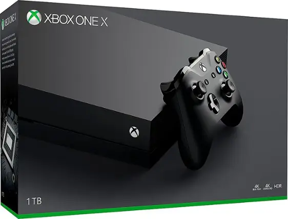 Front. Microsoft - Geek Squad Certified Refurbished Xbox One X 1TB Console with 4K Ultra Blu-ray - Black.