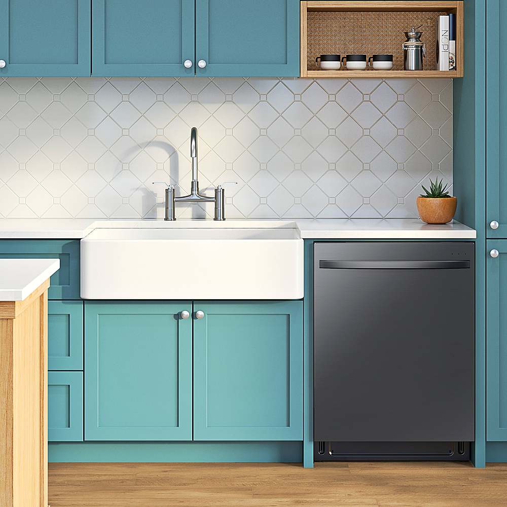 Alt View 12. Samsung - Open Box AutoRelease Smart Built-In Dishwasher with StormWash+, 42dBA - Black Stainless Steel.