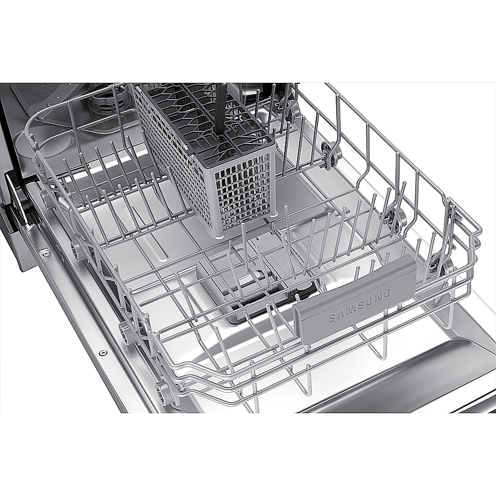 "Samsung - Open Box 18"" Compact Top Control Built-in Dishwasher with Stainless Steel Tub, 46 dBA - Stainless Steel"