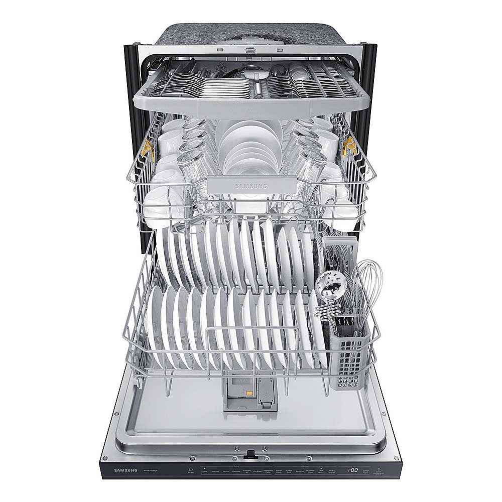Alt View 15. Samsung - Open Box AutoRelease Smart Built-In Dishwasher with StormWash, 46 dBA - Fingerprint Resistant Matte Black Steel.