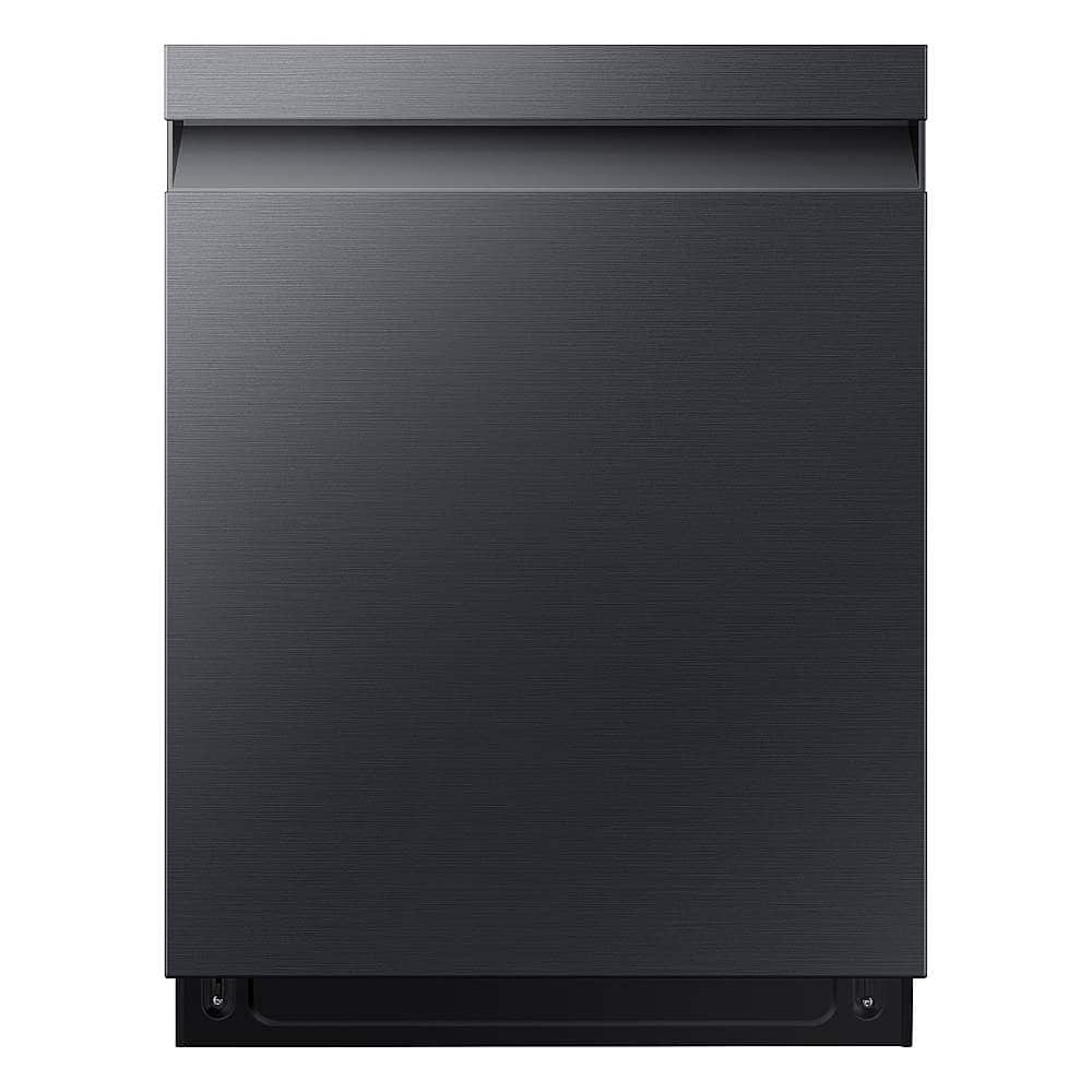 Front. Samsung - Open Box AutoRelease Smart Built-In Dishwasher with StormWash, 46 dBA - Fingerprint Resistant Matte Black.