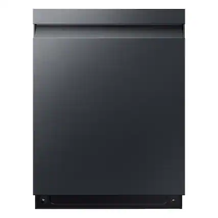 Front. Samsung - Open Box AutoRelease Smart Built-In Dishwasher with StormWash, 46 dBA - Fingerprint Resistant Matte Black.