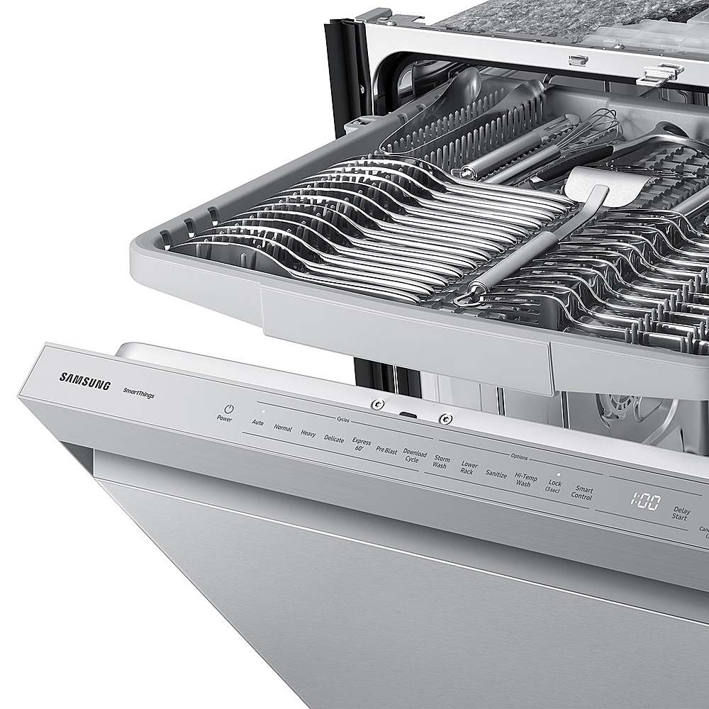 Alt View 19. Samsung - Open Box AutoRelease Smart Built-In Dishwasher with StormWash, 46 dBA - Stainless Steel.