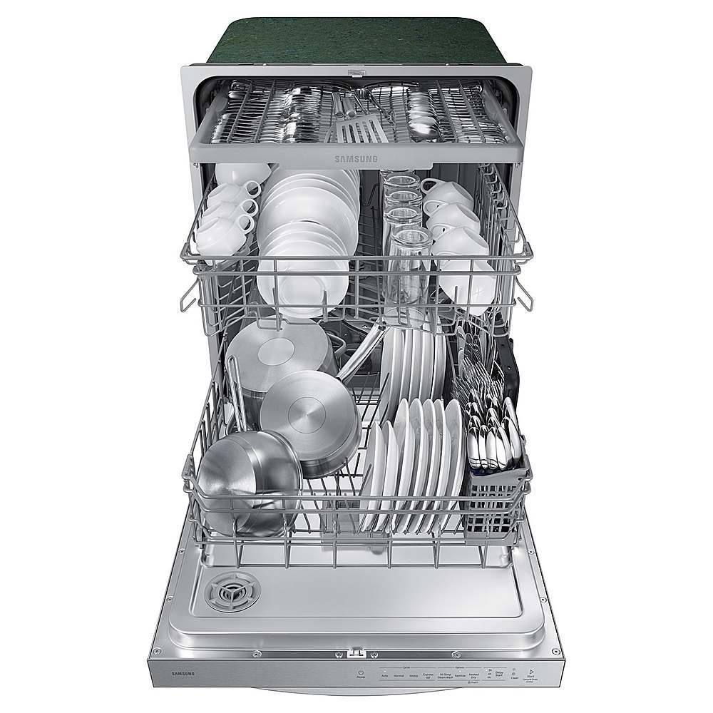 Alt View 15. Samsung - Open Box AutoRelease Built-in Dishwasher Fingerprint Resistant with 3rd Rack, 51dBA - Stainless Steel.