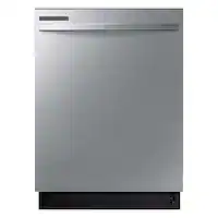 Samsung - Open Box 24” Top Control Built-In Dishwasher with Height-Adjustable Rack, 53 dBA - Stainless Steel - Front_Zoom