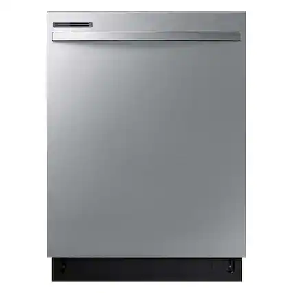 Front. Samsung - Open Box 24” Top Control Built-In Dishwasher with Height-Adjustable Rack, 53 dBA - Stainless Steel.