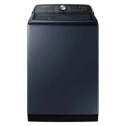 Front. Samsung - Open Box 5.4 Cu. Ft. High-Efficiency Smart Top Load Washer with Pet Care Solution - Brushed Navy.