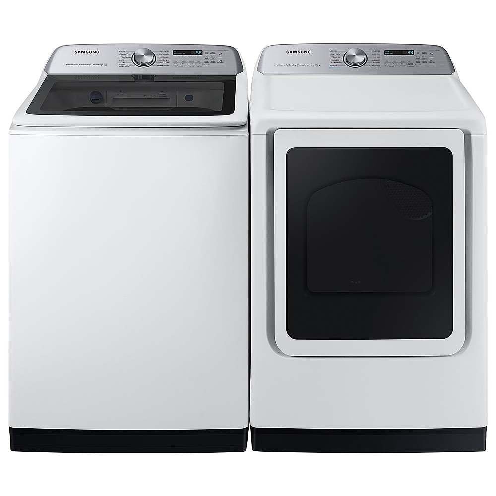 Alt View 18. Samsung - Open Box 7.4 Cu. Ft. Smart Gas Dryer with Steam and Pet Care Dry - White.