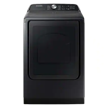 Front. Samsung - Open Box 7.4 Cu. Ft. Smart Gas Dryer with Steam Sanitize+ - Black.