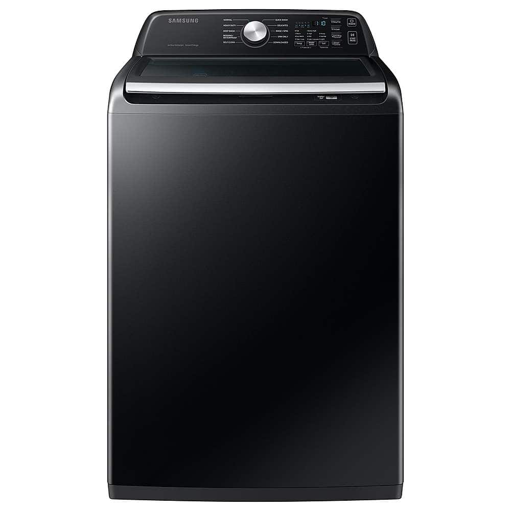 Samsung - Open Box 4.6 Cu. Ft. High-Efficiency Smart Top Load Washer with ActiveWave Agitator - Black - Front_Zoom