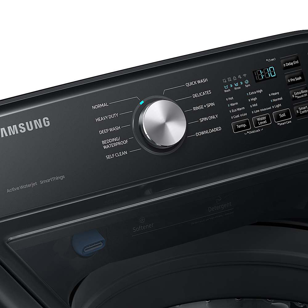 Alt View 17. Samsung - Open Box 4.7 Cu. Ft. High-Efficiency Smart Top Load Washer with Active WaterJet - Black.