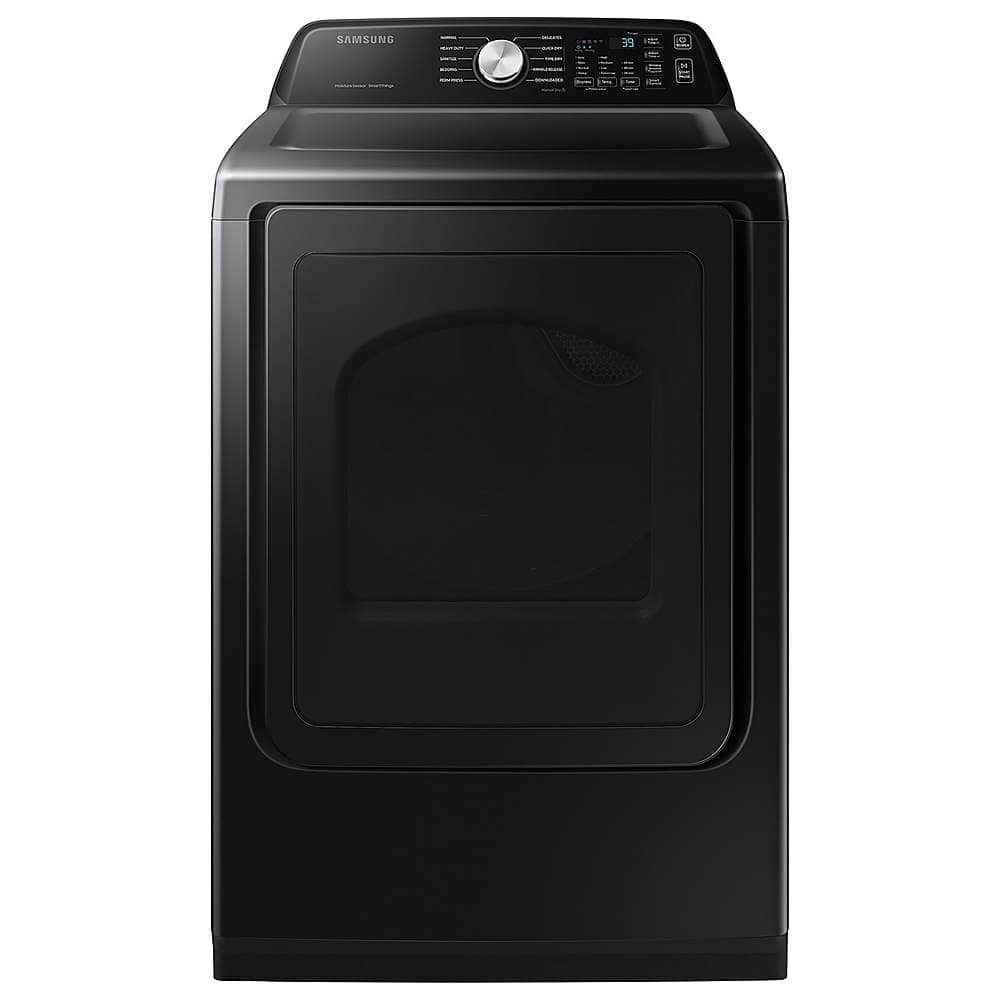 Samsung - Open Box 7.4 Cu. Ft. Smart Electric Dryer with Sensor Dry - Black - Front_Zoom