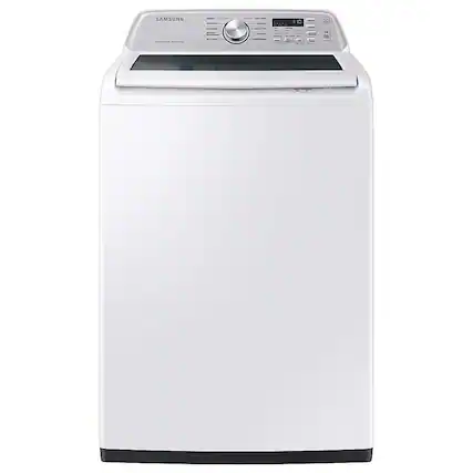 Front. Samsung - Open Box 4.6 Cu. Ft. High-Efficiency Smart Top Load Washer with ActiveWave Agitator - White.