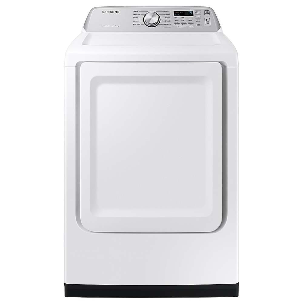 Front. Samsung - Open Box 7.4 Cu. Ft. Smart Gas Dryer with Sensor Dry - White.