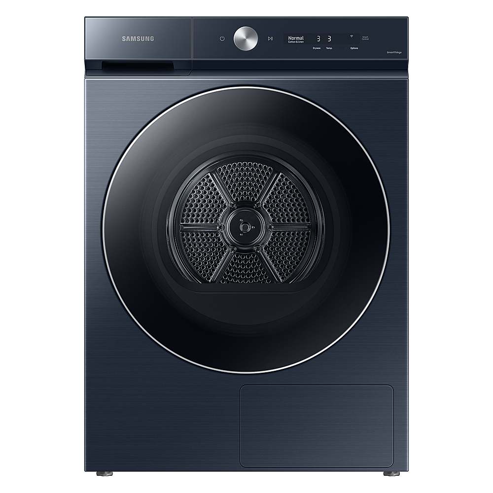 Samsung - Open Box BESPOKE 7.8 Cu. Ft. Stackable Smart Electric Dryer with Steam and Ventless Hybrid Heat Pump - Brushed Navy - Front_Zoom