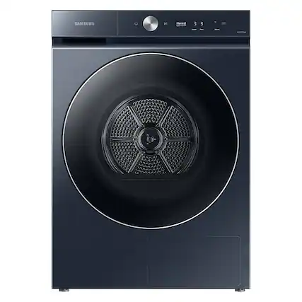 Front. Samsung - Open Box BESPOKE 7.8 Cu. Ft. Stackable Smart Electric Dryer with Steam and Ventless Hybrid Heat Pump - Brushed Navy.