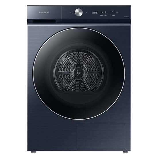 Front Zoom. Samsung - Open Box BESPOKE 7.8 Cu. Ft. Stackable Smart Electric Dryer with Steam and Ventless Hybrid Heat Pump - Brushed Navy.