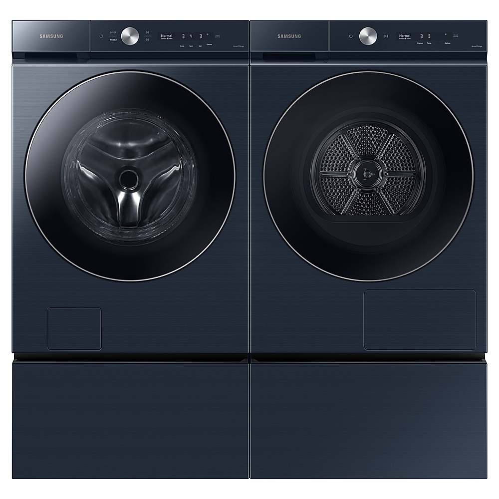 Alt View 15. Samsung - Open Box BESPOKE 7.8 Cu. Ft. Stackable Smart Electric Dryer with Steam and Ventless Hybrid Heat Pump - Brushed Navy.
