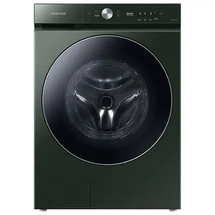 Front. Samsung - Open Box BESPOKE 5.3 Cu. Ft. High-Efficiency Stackable Smart Front Load Washer with Steam and AI OptiWash - Forest Green.