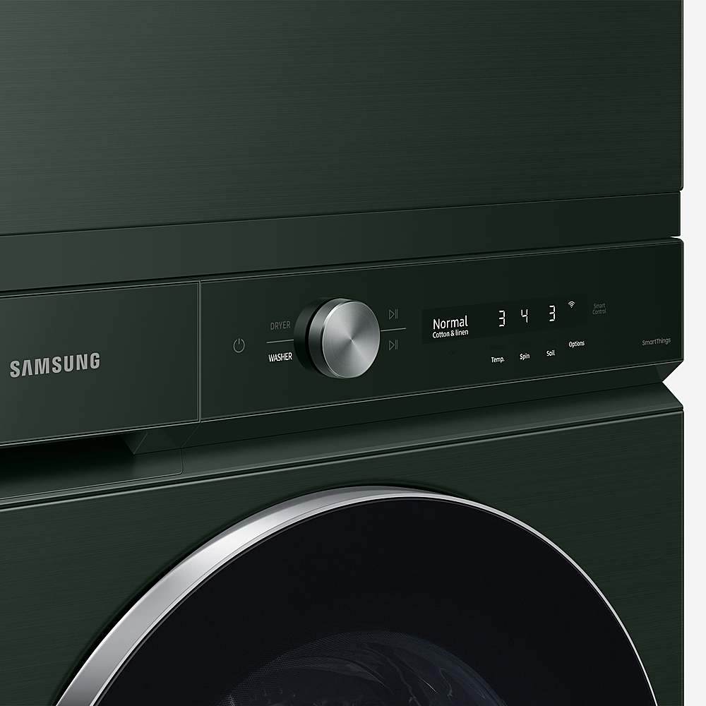 Alt View 11. Samsung - Open Box BESPOKE 5.3 Cu. Ft. High-Efficiency Stackable Smart Front Load Washer with Steam and AI OptiWash - Forest Green.