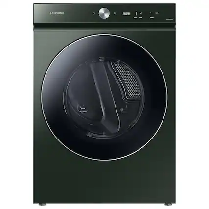 Front. Samsung - Open Box BESPOKE 7.6 Cu. Ft. Stackable Smart Electric Dryer with Steam and AI Optimal Dry - Forest Green.