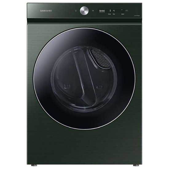 Front. Samsung - Open Box BESPOKE 7.6 Cu. Ft. Stackable Smart Gas Dryer with Steam and AI Optimal Dry - Forest Green.