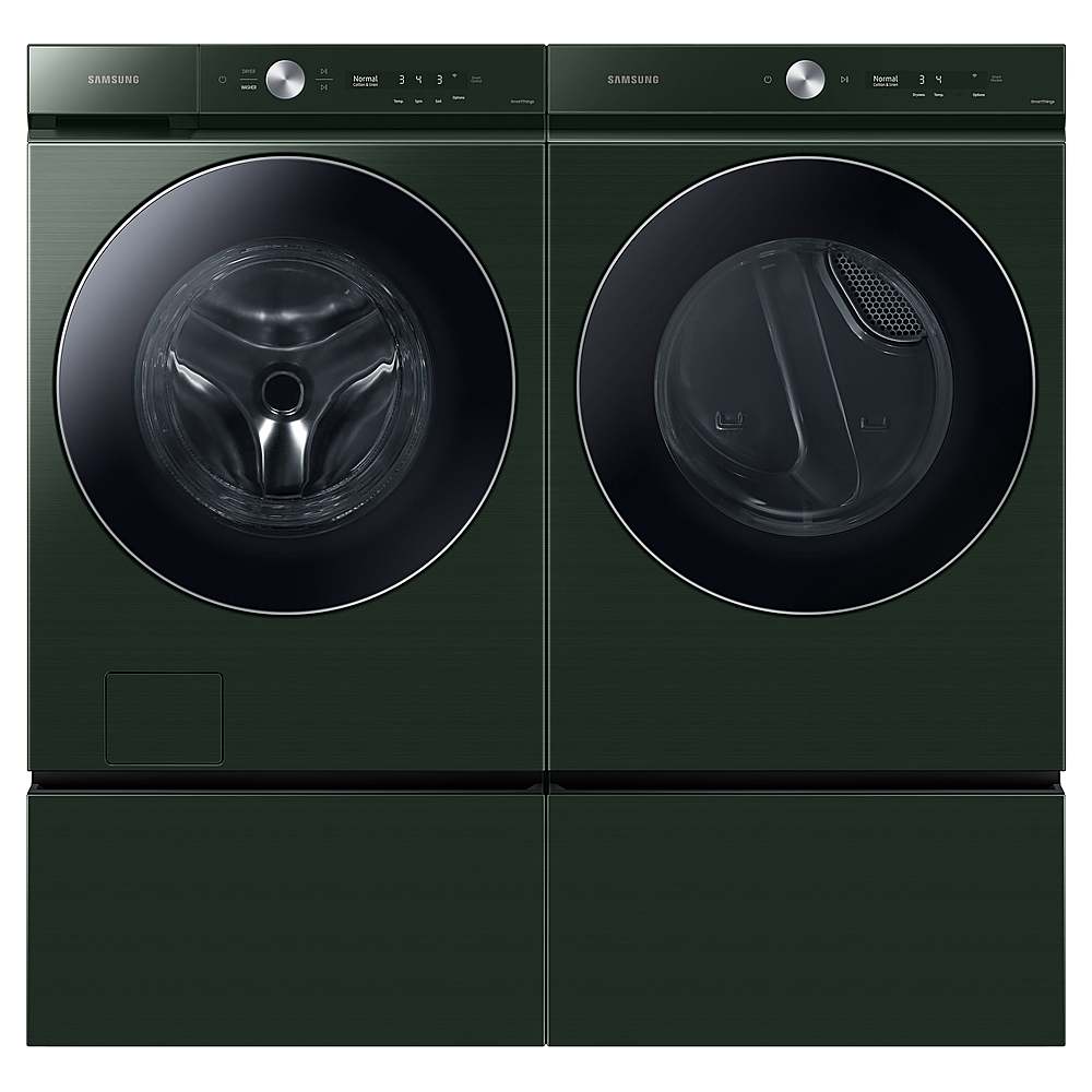 Alt View 21. Samsung - Open Box BESPOKE 7.6 Cu. Ft. Stackable Smart Gas Dryer with Steam and AI Optimal Dry - Forest Green.