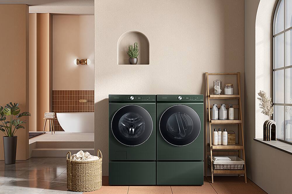 Alt View 24. Samsung - Open Box BESPOKE 7.6 Cu. Ft. Stackable Smart Gas Dryer with Steam and AI Optimal Dry - Forest Green.