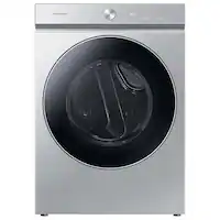 Samsung - Open Box BESPOKE 7.6 Cu. Ft. Stackable Smart Gas Dryer with Steam and AI Optimal Dry - Silver Steel - Front_Zoom