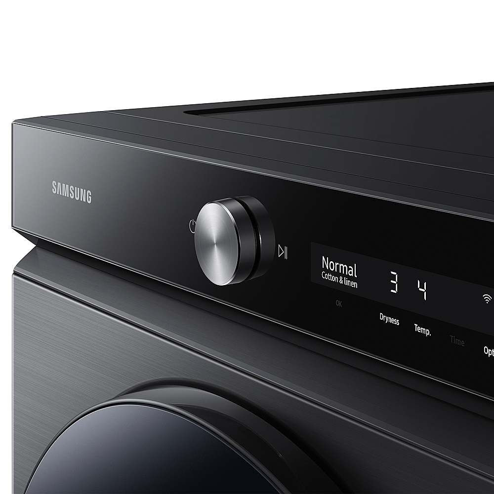 Alt View 21. Samsung - Open Box BESPOKE 7.6 Cu. Ft. Stackable Smart Gas Dryer with Steam and Super Speed Dry - Brushed Black.