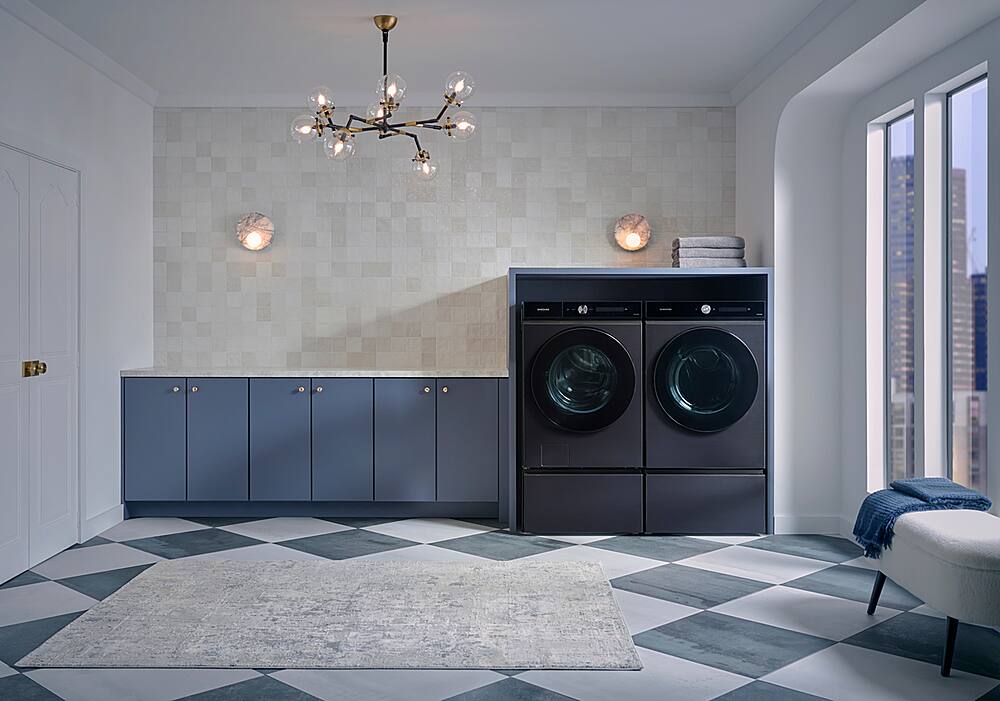 Alt View 24. Samsung - Open Box BESPOKE 7.6 Cu. Ft. Stackable Smart Gas Dryer with Steam and Super Speed Dry - Brushed Black.