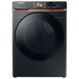 Samsung - Open Box 7.5 Cu. Ft. Stackable Smart Gas Dryer with Steam and Sensor Dry - Brushed Black