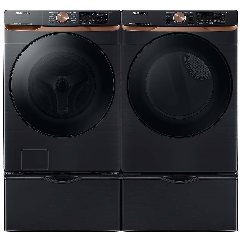 Alt View 18. Samsung - Open Box 7.5 Cu. Ft. Stackable Smart Gas Dryer with Steam and Sensor Dry - Brushed Black.