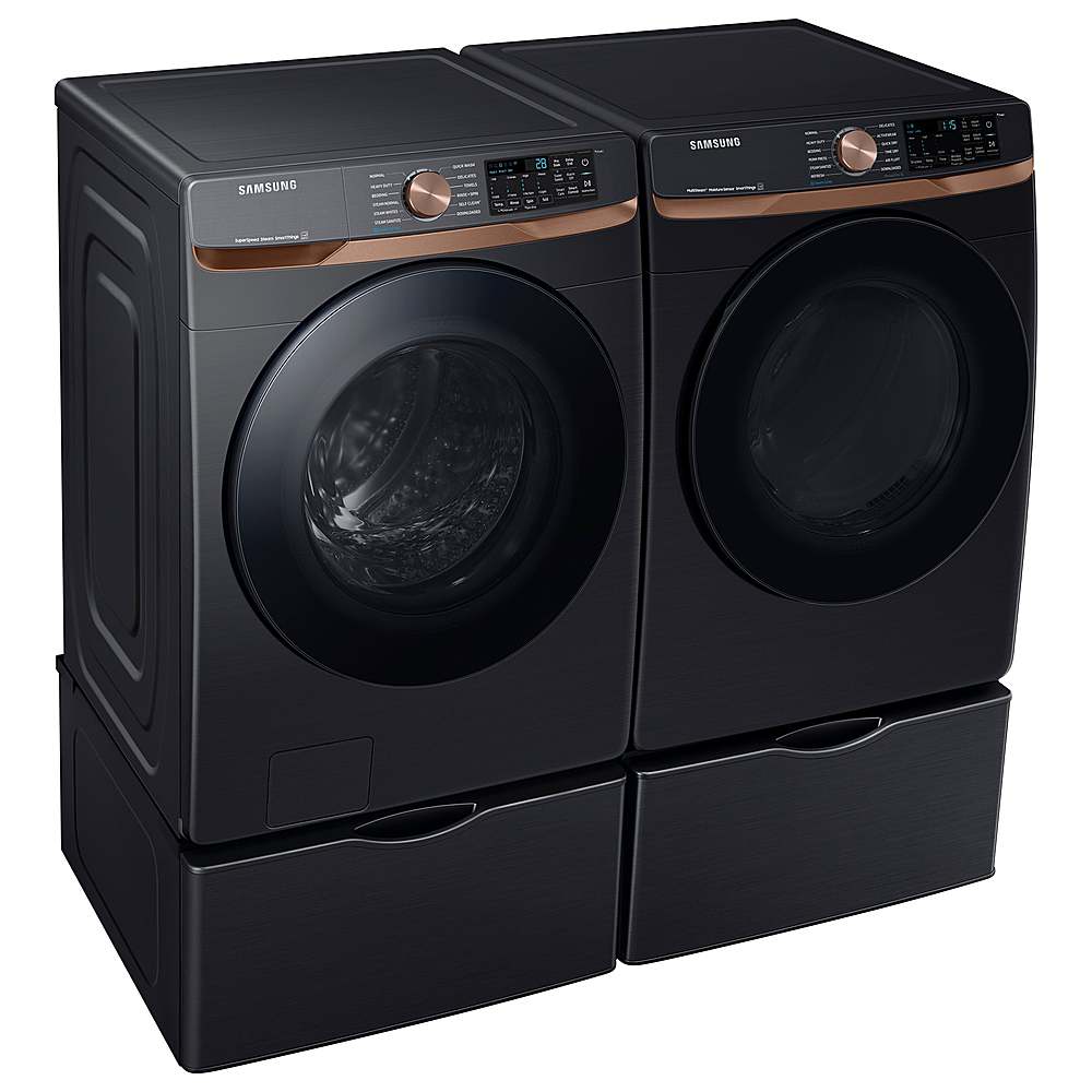 Alt View 21. Samsung - Open Box 7.5 Cu. Ft. Stackable Smart Gas Dryer with Steam and Sensor Dry - Brushed Black.
