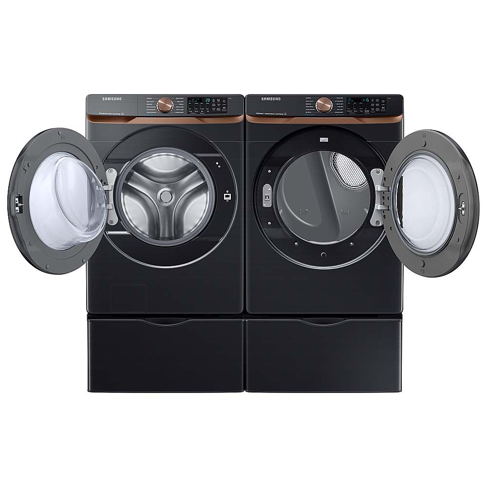 Alt View 22. Samsung - Open Box 7.5 Cu. Ft. Stackable Smart Gas Dryer with Steam and Sensor Dry - Brushed Black.
