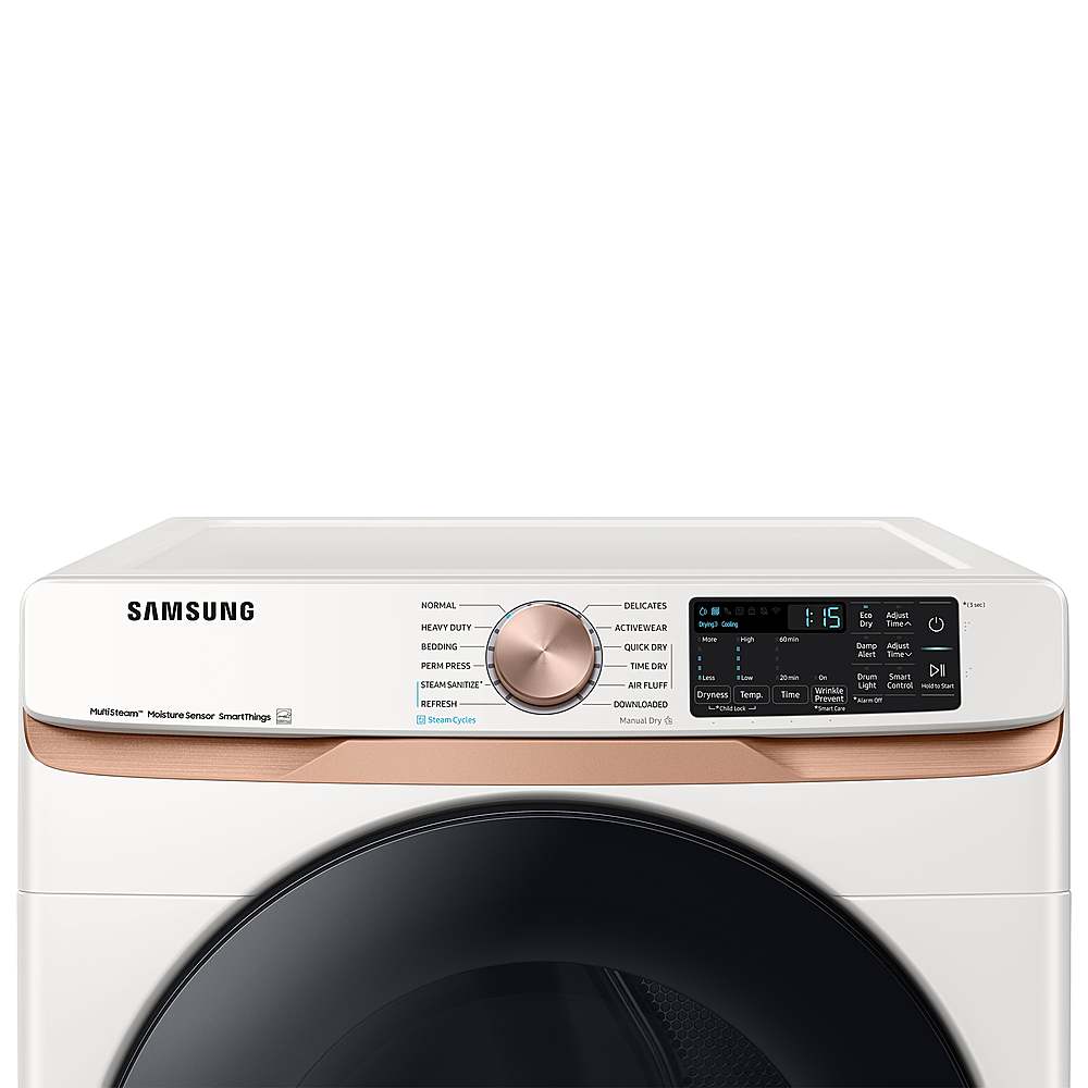 Alt View 11. Samsung - Open Box 7.5 Cu. Ft. Stackable Smart Electric Dryer with Steam and Sensor Dry - Ivory.