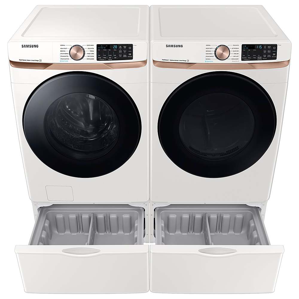 Alt View 20. Samsung - Open Box 7.5 Cu. Ft. Stackable Smart Gas Dryer with Steam and Sensor Dry - Ivory.