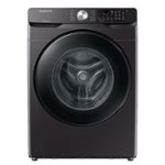 Front. Samsung - Open Box 5.1 Cu. Ft. High-Efficiency Stackable Smart Front Load Washer with Vibration Reduction Technology+ - Brushed Black.