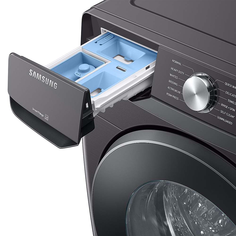 Alt View 17. Samsung - Open Box 5.1 Cu. Ft. High-Efficiency Stackable Smart Front Load Washer with Vibration Reduction Technology+ - Brushed Black.