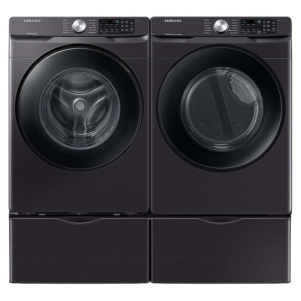 Alt View 21. Samsung - Open Box 5.1 Cu. Ft. High-Efficiency Stackable Smart Front Load Washer with Vibration Reduction Technology+ - Brushed Black.