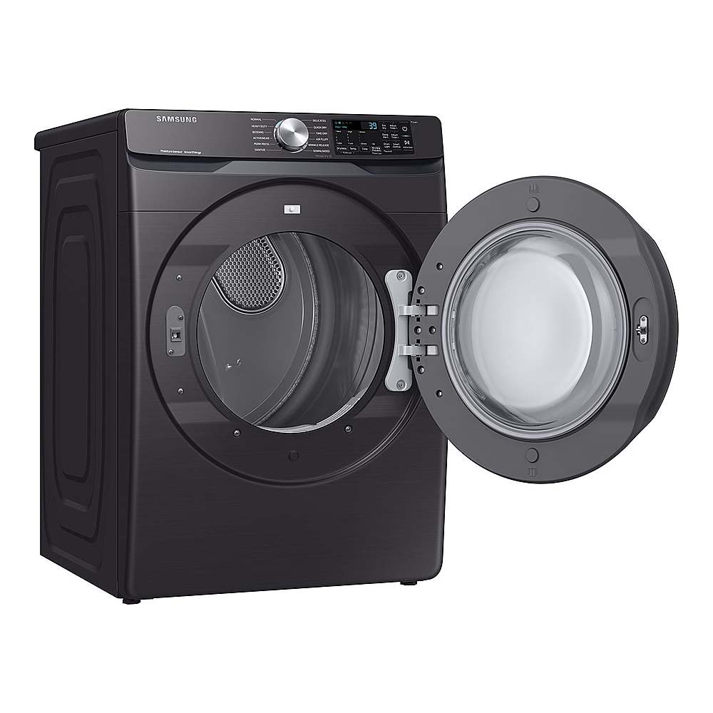 Alt View 16. Samsung - Open Box 7.5 Cu. Ft. Stackable Smart Electric Dryer with Sensor Dry - Brushed Black.