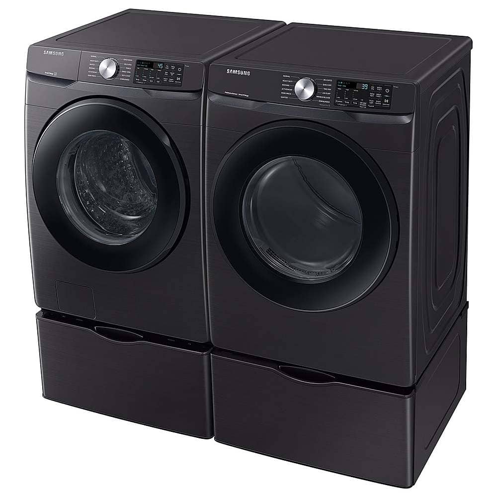 Alt View 20. Samsung - Open Box 7.5 Cu. Ft. Stackable Smart Electric Dryer with Sensor Dry - Brushed Black.