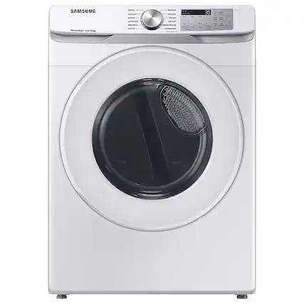 Front. Samsung - Open Box 7.5 Cu. Ft. Stackable Smart Gas Dryer with Sensor Dry - White.