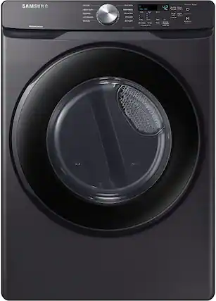 Front. Samsung - Open Box 7.5 Cu. Ft. Stackable Gas Dryer with Sensor Dry - Black Stainless Steel.