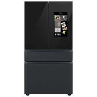 Samsung - Open Box BESPOKE 23 cu. ft. French Door Counter Depth Smart Refrigerator with Family Hub - Matte Black Steel - Front_Zoom