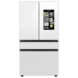 Samsung - Open Box BESPOKE 23 cu. ft. 4-Door French Door Counter Depth Smart Refrigerator with Family Hub - White Glass