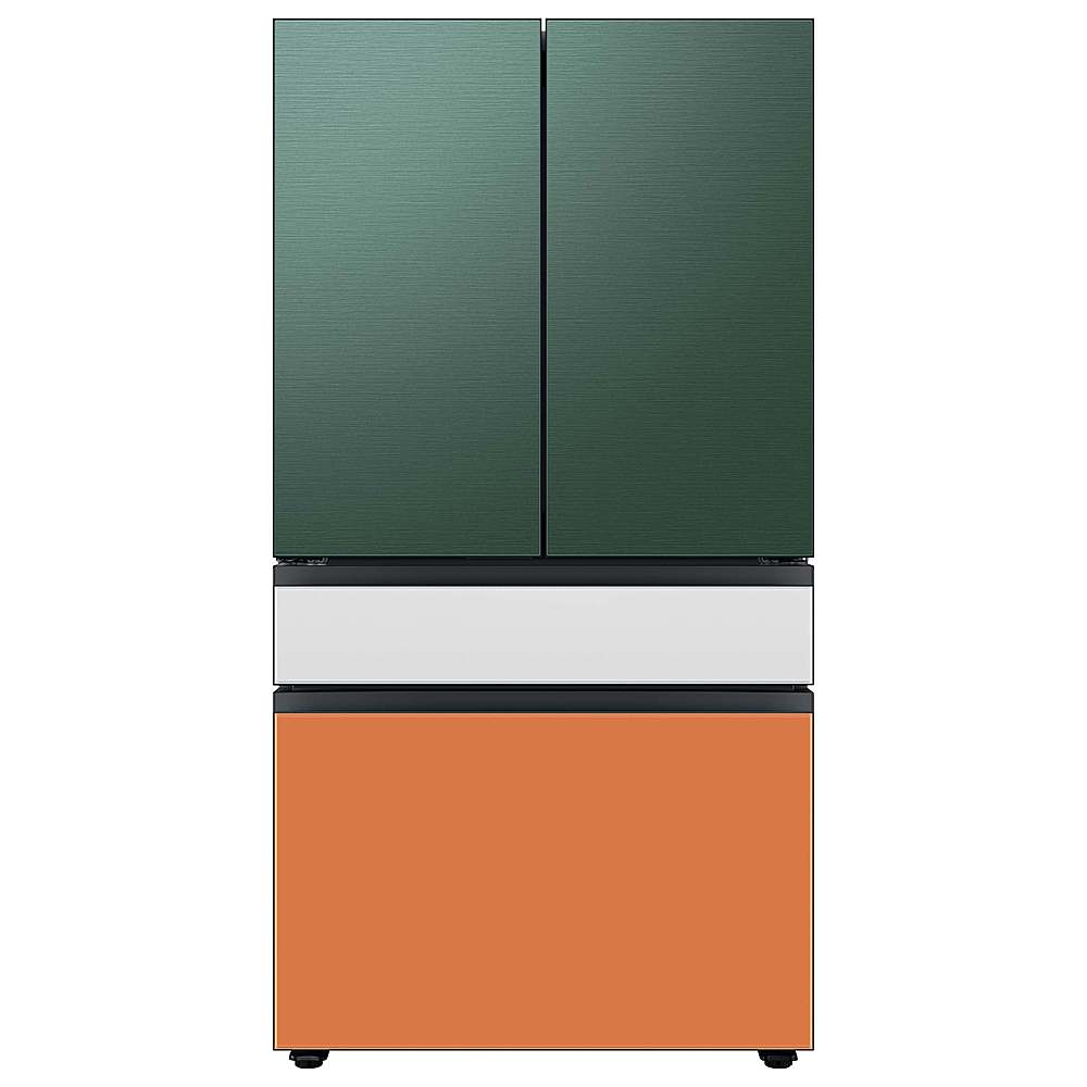 Angle. Samsung - Open Box BESPOKE 23 cu. ft. 4-Door French Door Counter Depth Smart Refrigerator with Beverage Center - Custom Panel Ready.