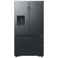 Samsung - Open Box 30 cu. ft. 4-Door French Door Smart Refrigerator with Four Types of Ice - Fingerprint Resistant Matte Black Steel - Front_Zoom