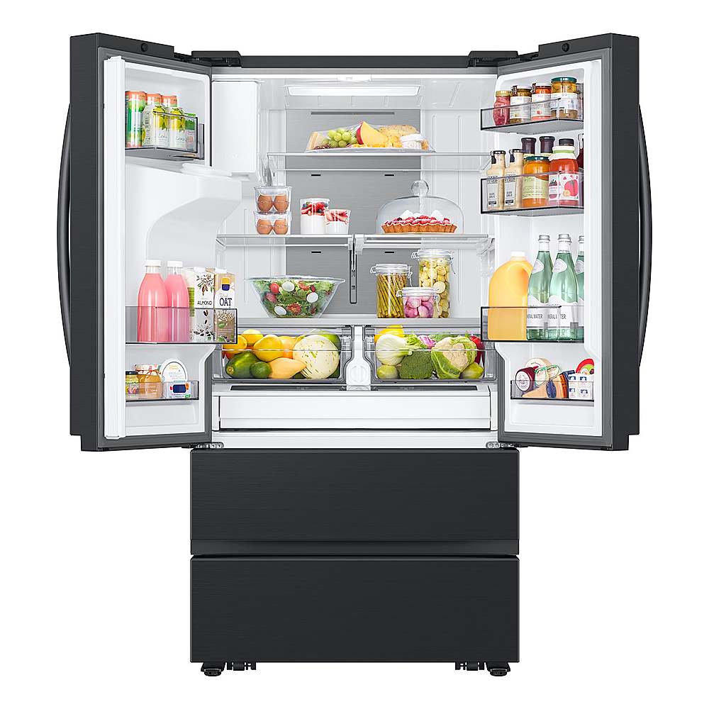 Alt View 14. Samsung - Open Box 30 cu. ft. 4-Door French Door Smart Refrigerator with Four Types of Ice - Fingerprint Resistant Matte Black Steel.